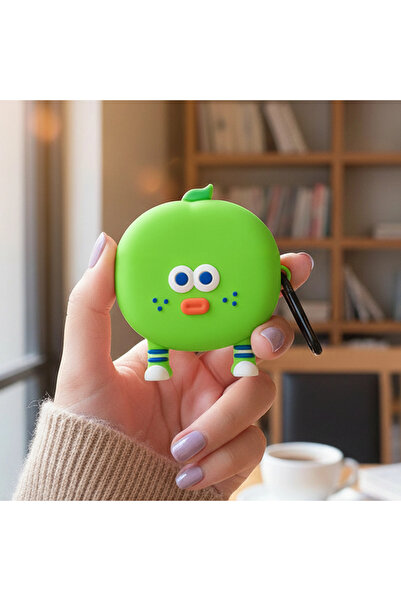 Samsung CaseOnn Galaxy Buds FE Kılıf Karakter Figürlü Elma Yeşil