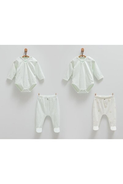 Caramell 100% Cotton Mini Lamb Bodysuit Pants Set 56-62 cm 1-3 Months Green C...