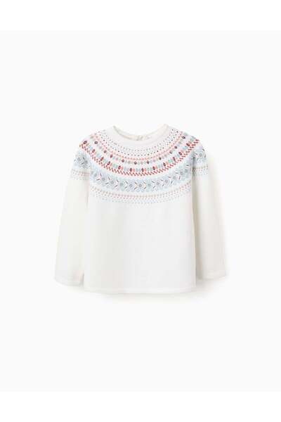 Ziddy Jumper with Jacquard for Girls, White