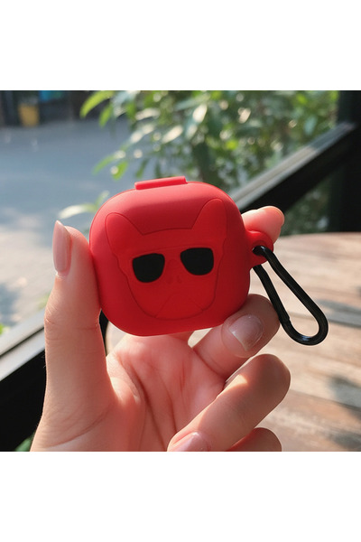 Samsung CaseOnn Galaxy Buds FE Kılıf Karakter Figürlü French Bulldog Kırmızı