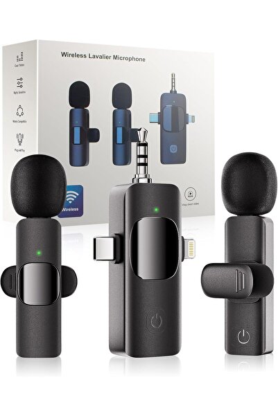 DX ميكروفون لافاليير لاسلكي 3 في 1 مع مستقبل ميكروفونين (K15)