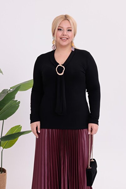 Siyezen Plus Size Scarf Gold Accessory Blouse