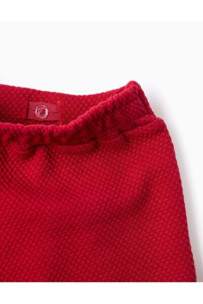 Ziddy Textured Shorts for Girls, Red