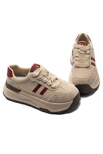 advancer Women's Sports Shoes Made of Genuine Leather Y6306 Peach