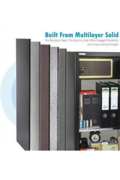 RUBIK Safe Box Large Dual Security Fire Resistant Locker for Money & Documents (50x40x90 cm)