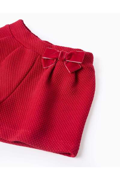 Ziddy Textured Shorts for Baby Girls, Red