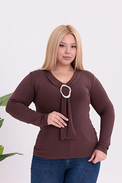 Siyezen Plus Size Scarf Gold Accessory Blouse