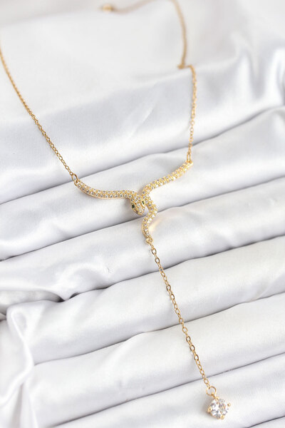 Nacario قلادة على شكل حرف Y من الفولاذ 316L بلون ثعبان