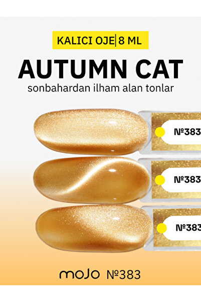 MOJO Kalıcı Oje Kedi Gözü Autumn Cat 383 Altın Renk 8 ml – Uzun Süre Kalıcı M...