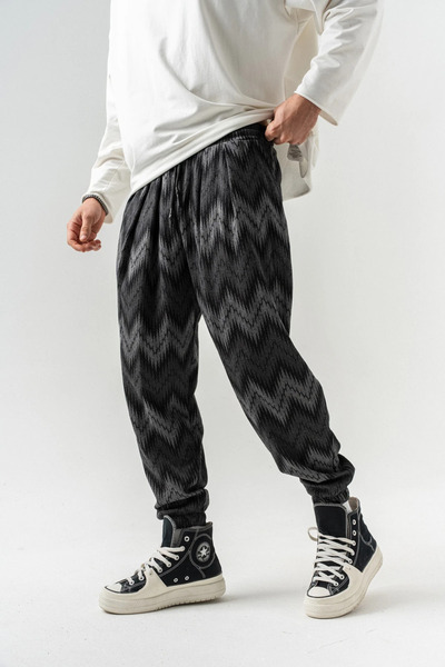 go gang own Mosaic Bell-Bottomed Pleated Shalwar with Elastic Waistband