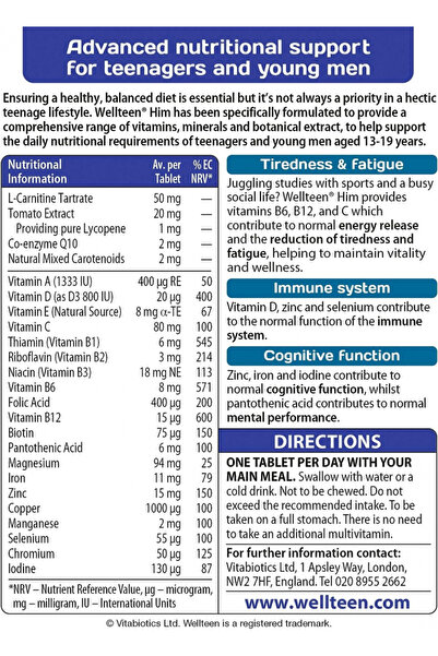 Vitabiotics Wellteen Him - 30 Tabs