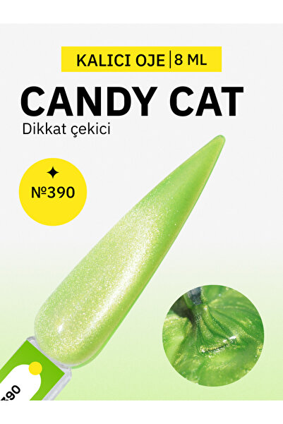 MOJO Kalıcı Oje Kedi Gözü Candy Cat 390 Yeşil Kalıcı Oje 8 ml – Tırnak Manikü...
