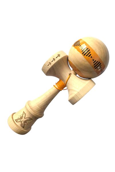 LEIBOO Kendama X Originala, FREQUENCY, Big Cups, 18 cm, Cupe Mari, Portocaliu - Negru