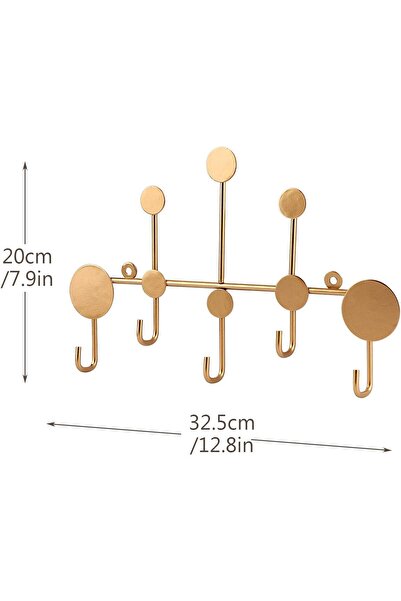 Generic dedoot Wall-Mounted Coat Rack - 5 Gold Metal Hooks for Coats, Hats, Keys & Bags