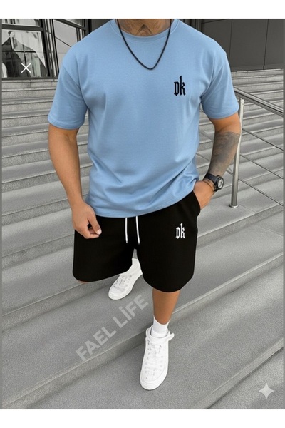 FAEL LİFE УНІСЕКС КОМПЛЕКТ ТОПА І ШОРТІВ З НАДРУКОМ DK, ШИРОКИЙ КРОЙ