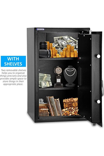 RUBIK Large Safe Box with Digital Keypad & Key Lock 21.5kg (60x36x30 cm) RB60EG-CX Black