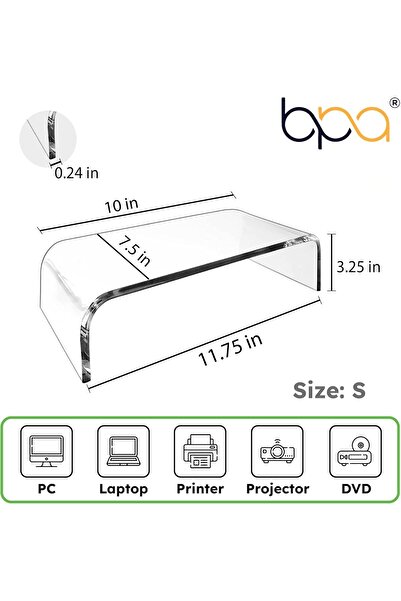 Generic Luxury Acrylic Monitor Stand by BBPA® – Transparent, Home & Office