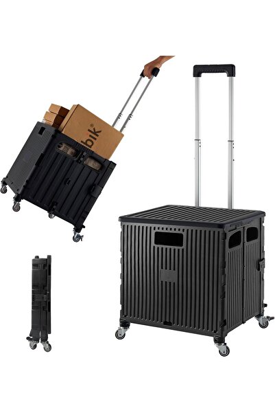 RUBIK 50L Folding Shopping Trolley Cart with Lid and Four Easy Rolling 360° S...