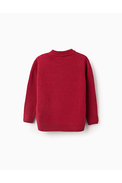 Ziddy Christmas Snowman Jacquard Knitted Jumper for Boys, Red