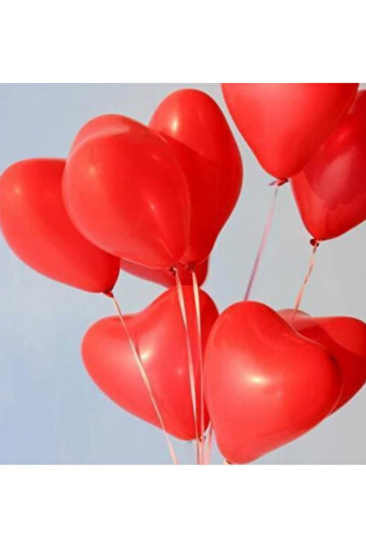 Çemrek Süs Parti Valentine's Day Marriage Proposal Red Heart and Red 12-Inch Latex Balloon Set of 20