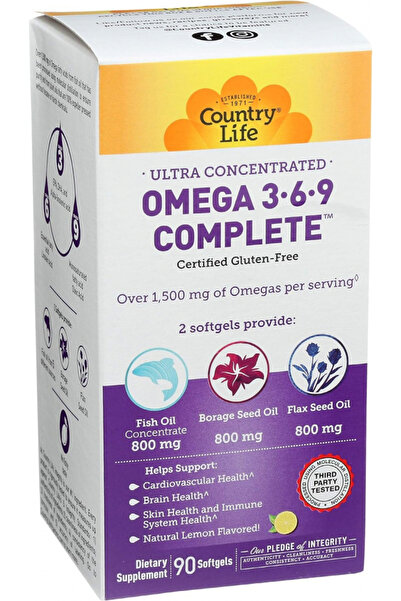 COUNTRY LIFE كبسولات أوميجا 3-6-9 الكاملة، 90 كبسولة