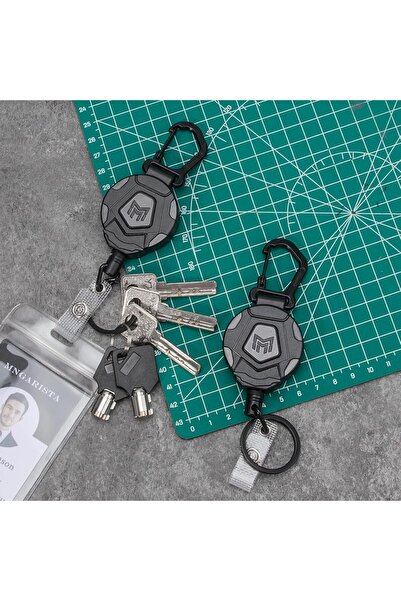 Generic MNGARISTA Retractable Keychain Badge Reel, Tactical ID Holder, 80 cm, 2-Pack