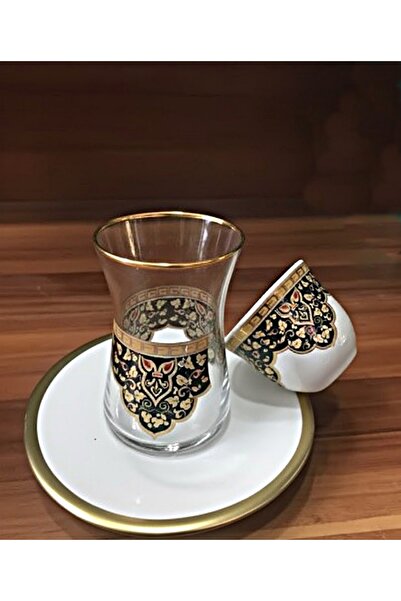 DECOSTYLE 18 Piece Tea Set with Gold Porcelain Plates