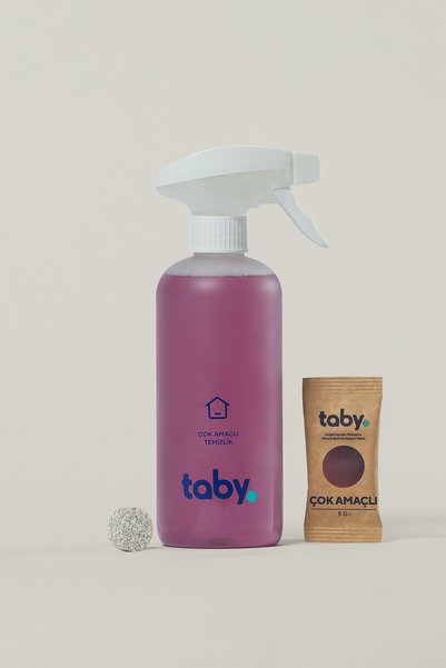 TABY Doğal Kaynaklı Bitkisel Mineral Bazlı Çok Amaçlı Temizleyici Başlangıç Seti-Tüm Yüzey 1Şişe+2Tablet
