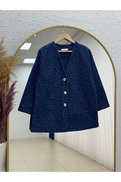 MİHRA STORE Allison 3 Gold Buttoned Jacket-ZN4219 Σκούρο μπλε