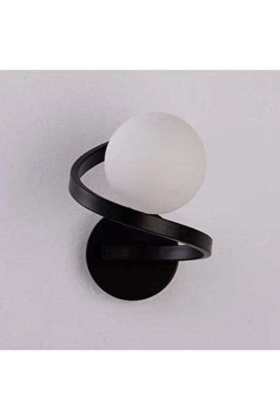 luminastar Spiral wall sconce with white glass globe, E27, black, 20 cm