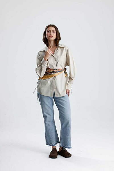 GACA COLLECTION ANCONA Yan Büzgülü Poplin Gömlek