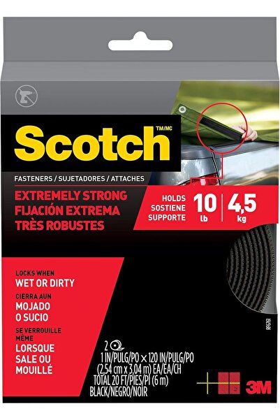 Scotch Mount Extreme Fasteners 1 in x 120 in (2.54cm x 3.04m), 2 rolls, Black
