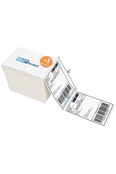 9527 Product 4 x 6 in Direct Thermal Fanfold Shipping Labels, White, Perforated, 500 Labels