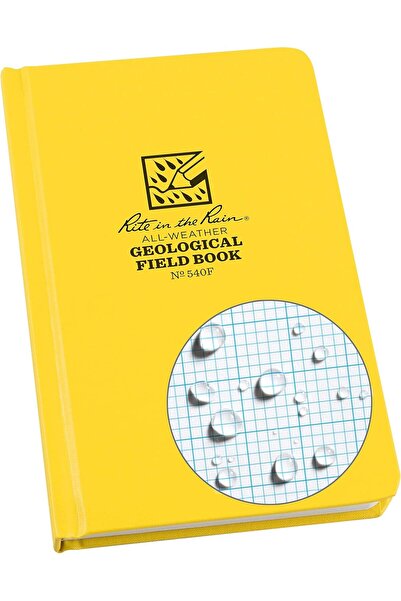 Rite in the Rain دفتر ملاحظات مقاوم للعوامل الجوية، غلاف مقوى، 4.75 × 7.5 بوصة، أصفر، نمط جيولوجي، 160 صفحة