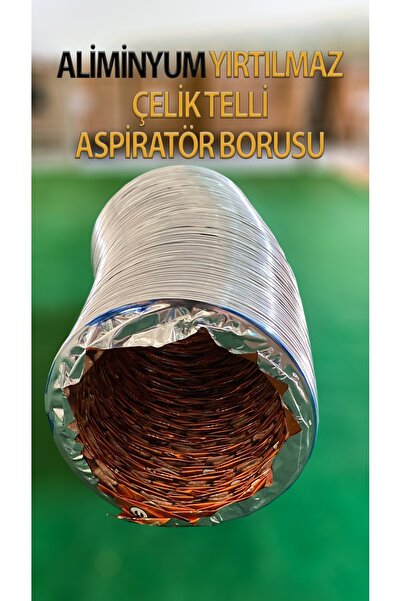 Trendhouse Alüminyum Yırtılmaz Çelik Telli Aspiratör, Davlumbaz, Şofben, Havalandırma Borusu 5 mt 127 mm