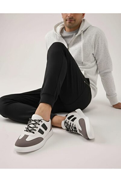 RONX White Lace-Up Gray Detail White Sole Comfortable Men's Sports Shoes