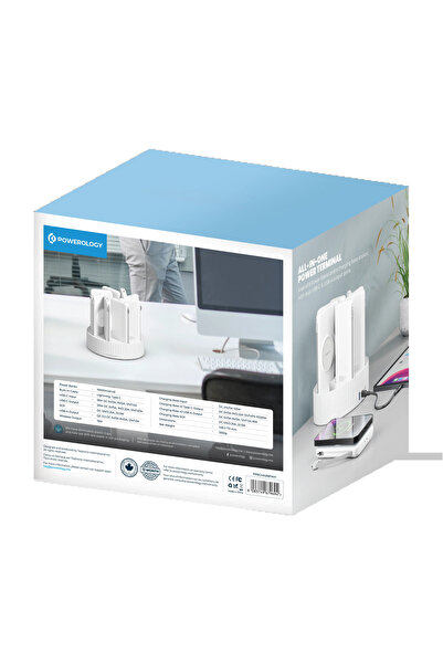 Powerology 8 in 1 Station 10000 mAh PD 120 W QC Wireless Power Bank - White
