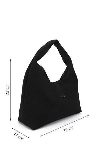 GÖNDERİ(R) Women/Girls Black Suede Hand and Shoulder Bag