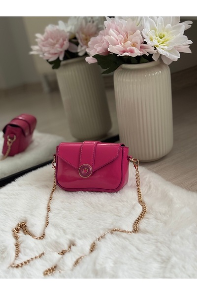 ESNEVA Women's Mini Size Gold Chain Stylish Design Cross Strap Hand and Shoulder Bag