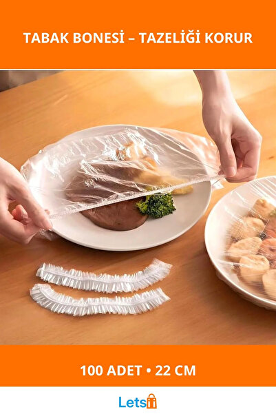 Letsii Lastikli Tazeliği Koruyan 22 cm 100 Adet Tencere Ve Tabak Bonesi