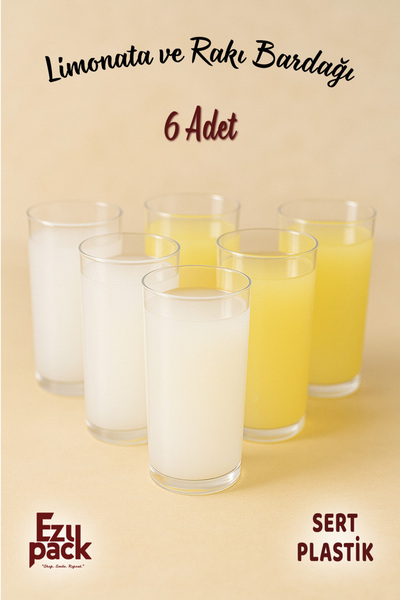 Ezupack 6'LI SERT PLASTİK Rakı Şalgam Limonata Meşrubat İçecek Düğün Davet Parti Organizasyon Bardağı