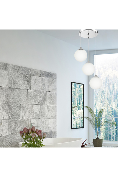 Other CHROME CEILING HANGING LAMP GLASS LAMP BALL WHITE LED LEPE 13-572