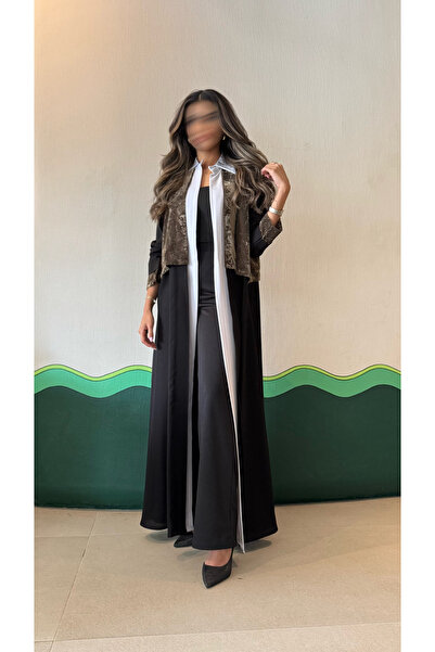 AYA - MW1743 - Abaya in three fabrics, vest style