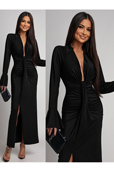 ADAMODA.RO Rochie elegantă din lycra cu mâneci clopot de la Adamoda.