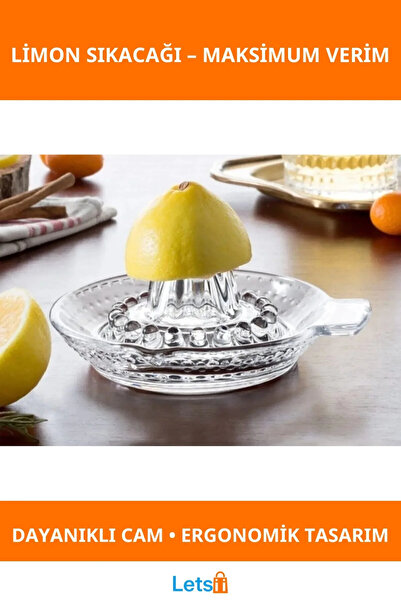 Letsii عصارة ليمون زجاجية مريحة ومتينة وأنيقة