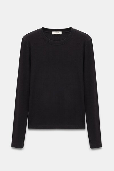 Saade Women's Crew Neck Fingerhole Long Sleeve Bodysuit/Blouse - Pack of 3