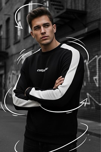 Oksit Comsumc Three Thread Ş Fleece-Lined Crew Neck Men's Sweatshirt