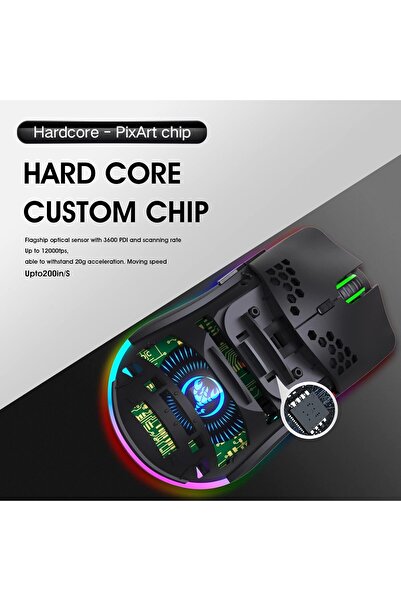 HXSJ New T66 three-mode wireless mouse 2.4G/wired/BT5.3(BLACK)