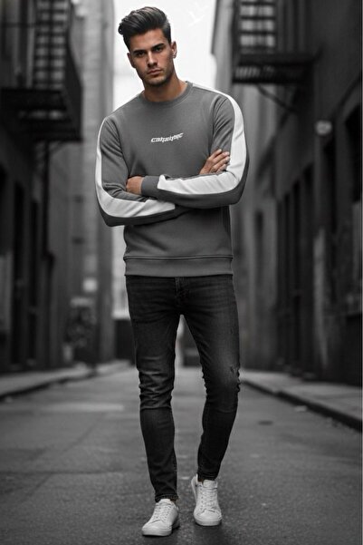 Oksit Comsumc Three Thread Ş Fleece-Lined Crew Neck Men's Sweatshirt