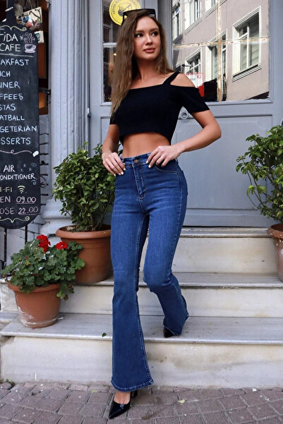 mooishan Çnr Ισπανικό τζιν ψηλόμεσο Lycra Extra Flexible Flare Jeans Τζιν παν...